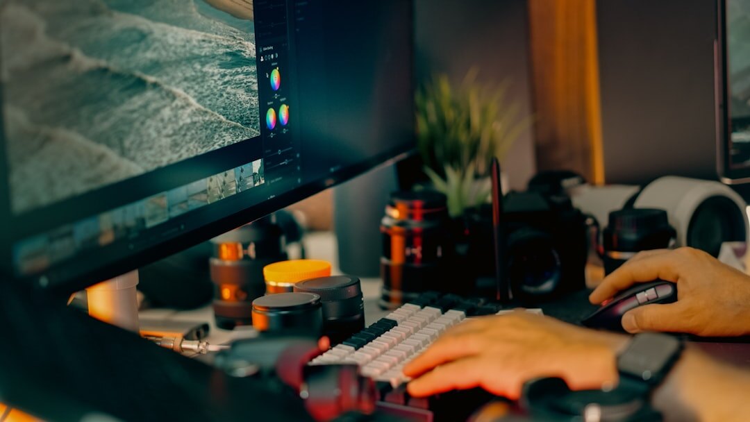 Video editor working on a news package in a post-production suite